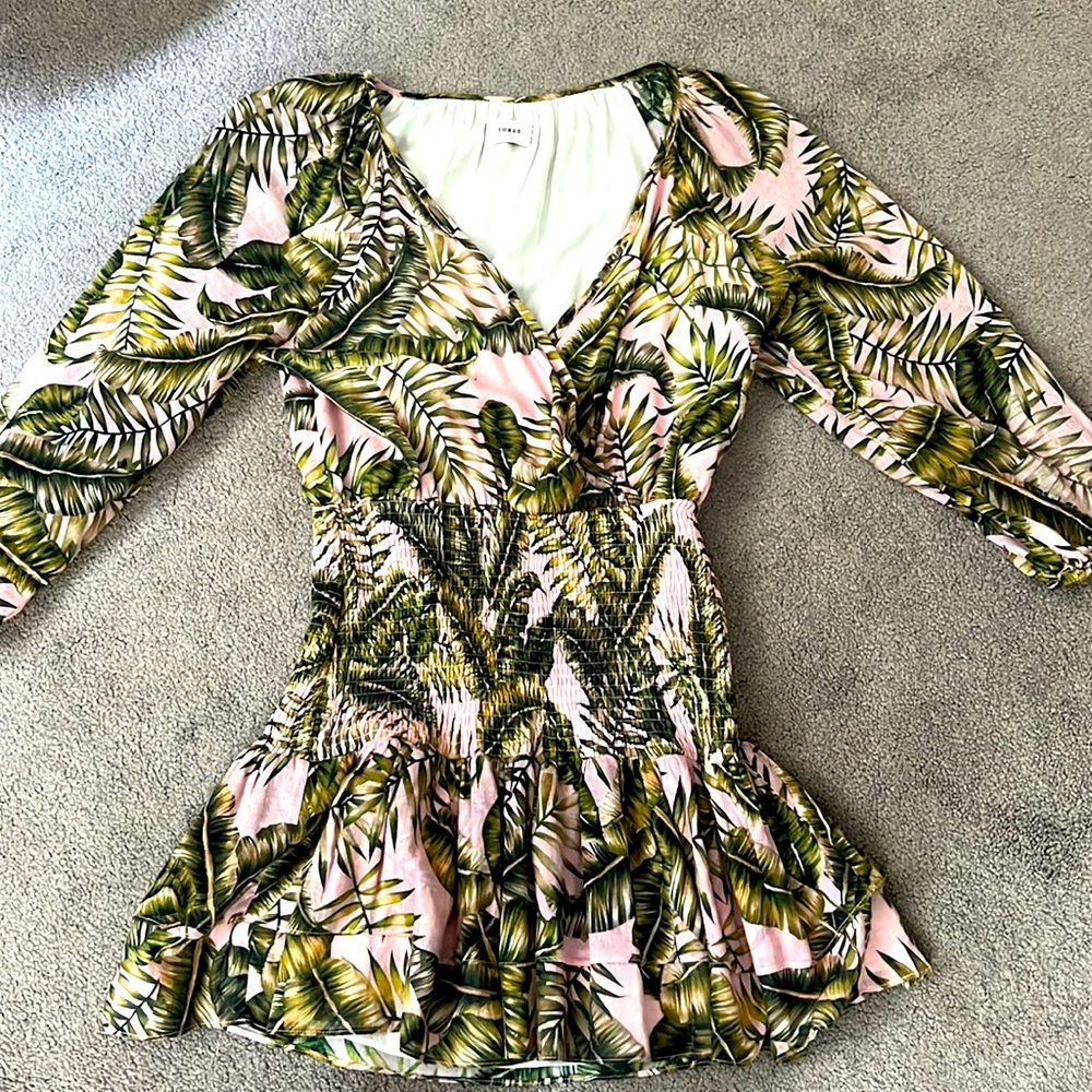 SUBOO green and pink mini dress